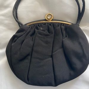 Vintage black and gold cloth evening bag / purse